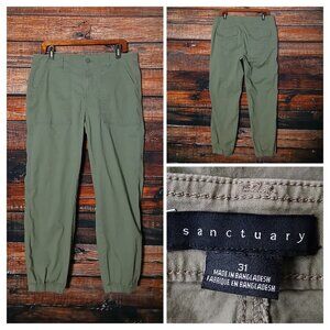 Sanctuary Jogger Pants 31 Olive Green Ankle Crop High Rise Cotton Stretch